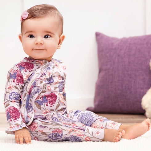 floral-ruffle-baby-zipper-romper-soft-bamboo-vintage-bloom Sophia's Style-2